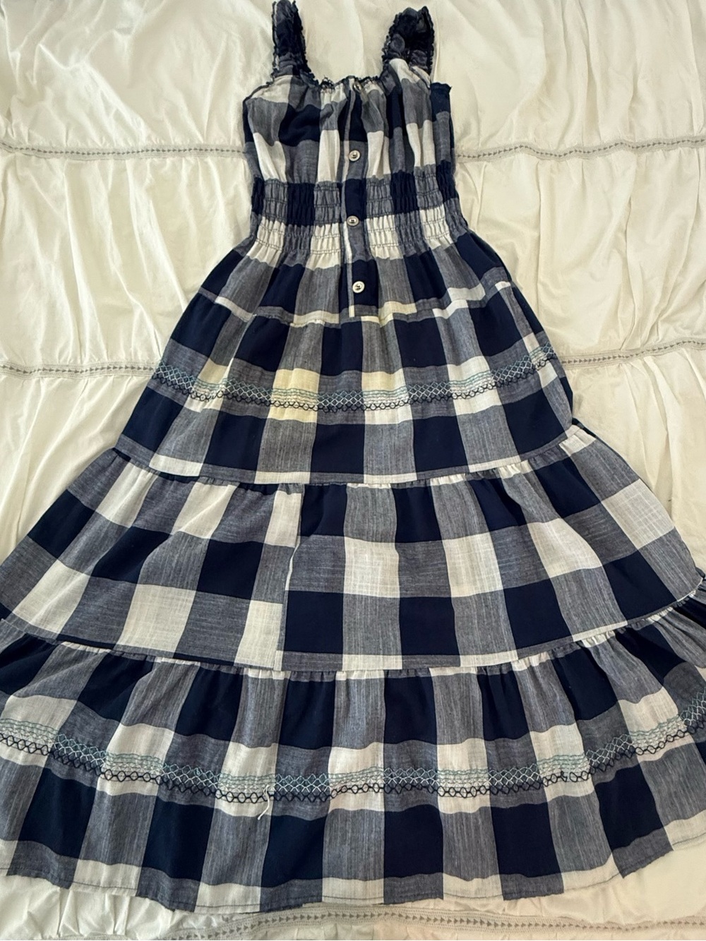 Lapis Navy and White Gingham Maxi Dress - Picture 4 of 6